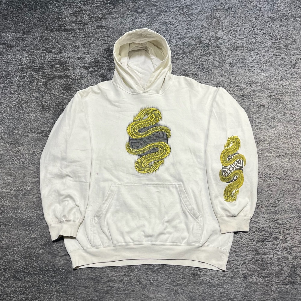 Vintage Gear Seven Dragon Hoodie Sweatshirt Mens Large White Grunge‎ Skater Y2K